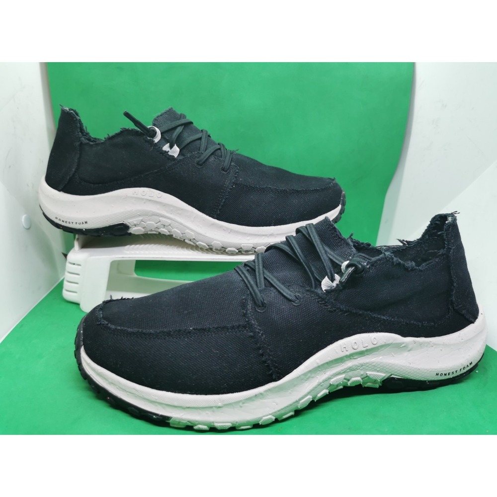 HOLO Footwear Mens Sz 12 Black Canvas White Athena Lace Low Top Casual Sneakers